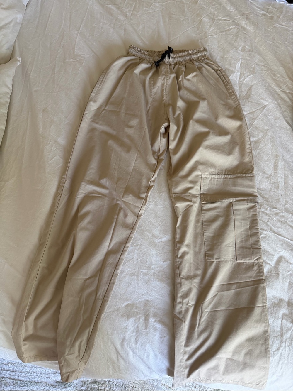 PrettyLittleThing Beige Cargo Pants with Drawstring Waist